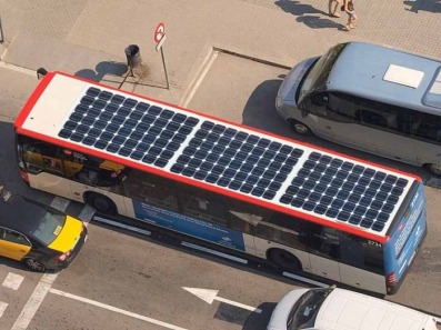 An example of what a solar powered city bus would look like.
